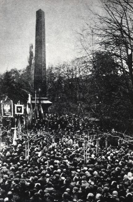 Plac Litewski. Manifestacja przy pomniku Unii Lubelskiej, 1905-11-05. 