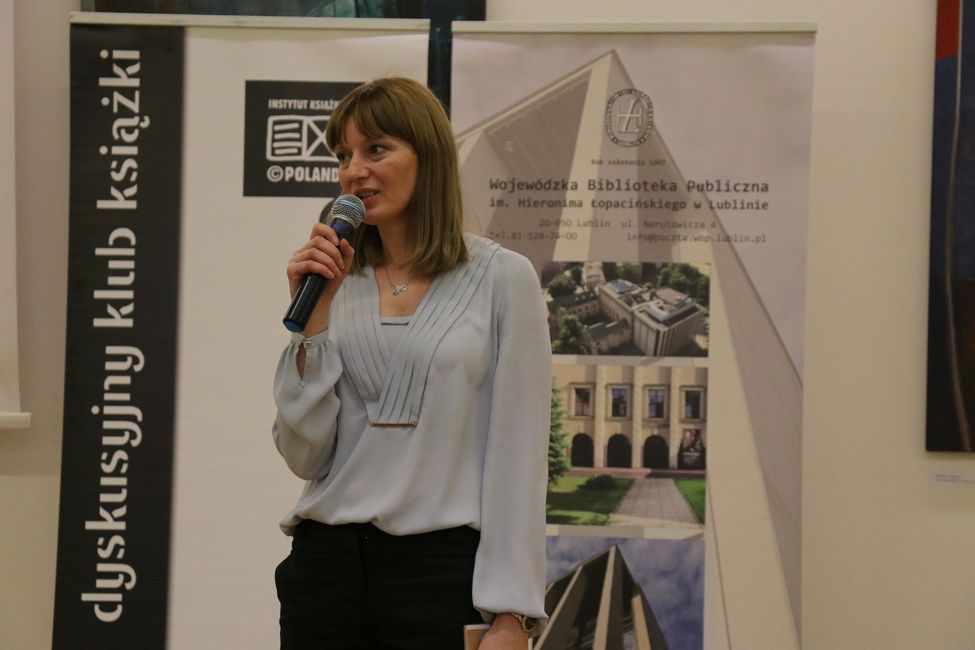 Wystąpienie Ewy Szabat – moderatorki DKK w Biszczy, inicjatorki i realizatorki gry „Zgrane lubelskie”, do której zaprosiła moderatorów z lubelskich dyskusyjnych klubów 