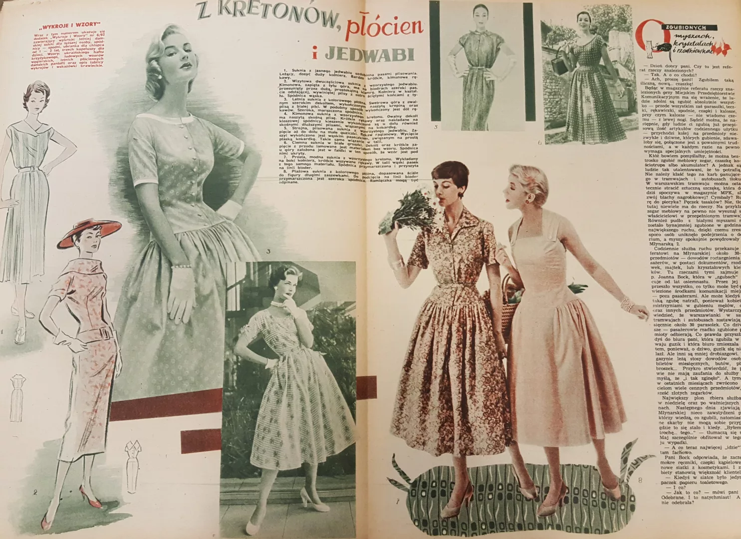 Kącik mody z czasopism kobiecych (lata 50. XX wieku)