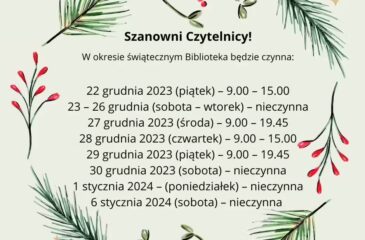 Godziny pracy Biblioteki w okresie świątecznym